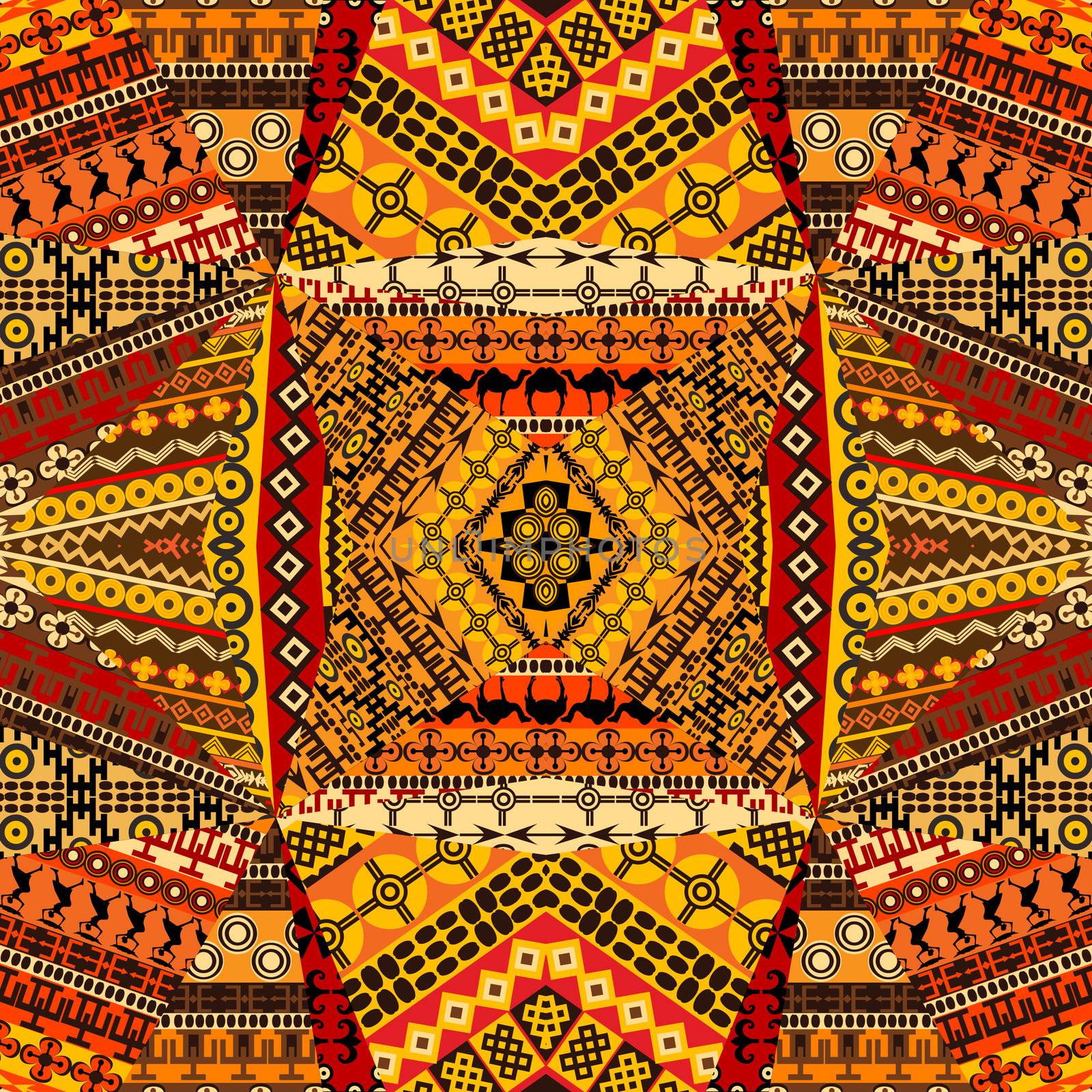 African motifs collage made of textile patchworks by hibrida13