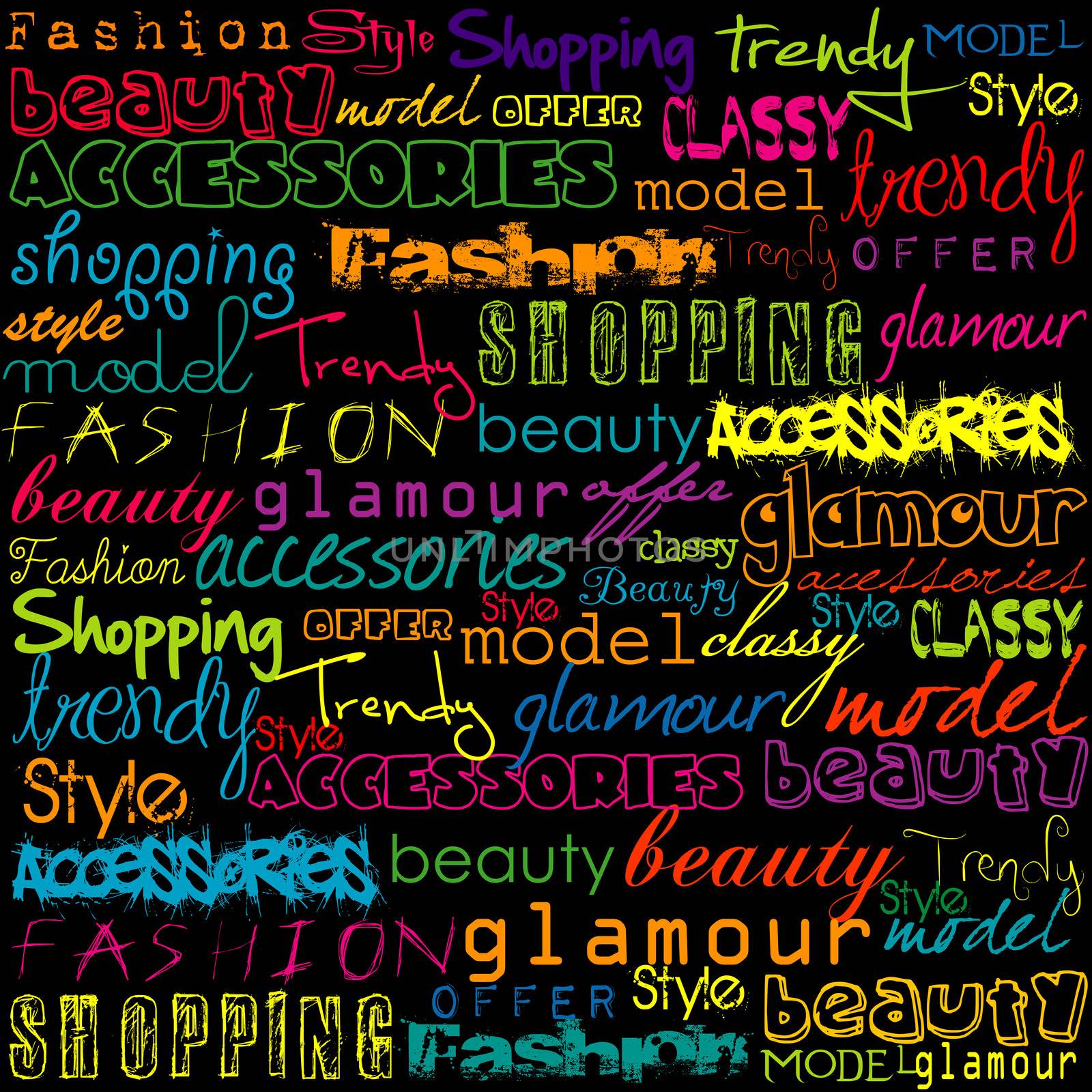 Colored typoghraphy with fashion words