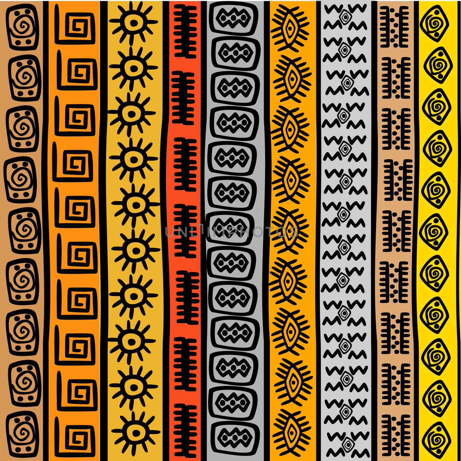 Seamless pattern with ethnic African motifs