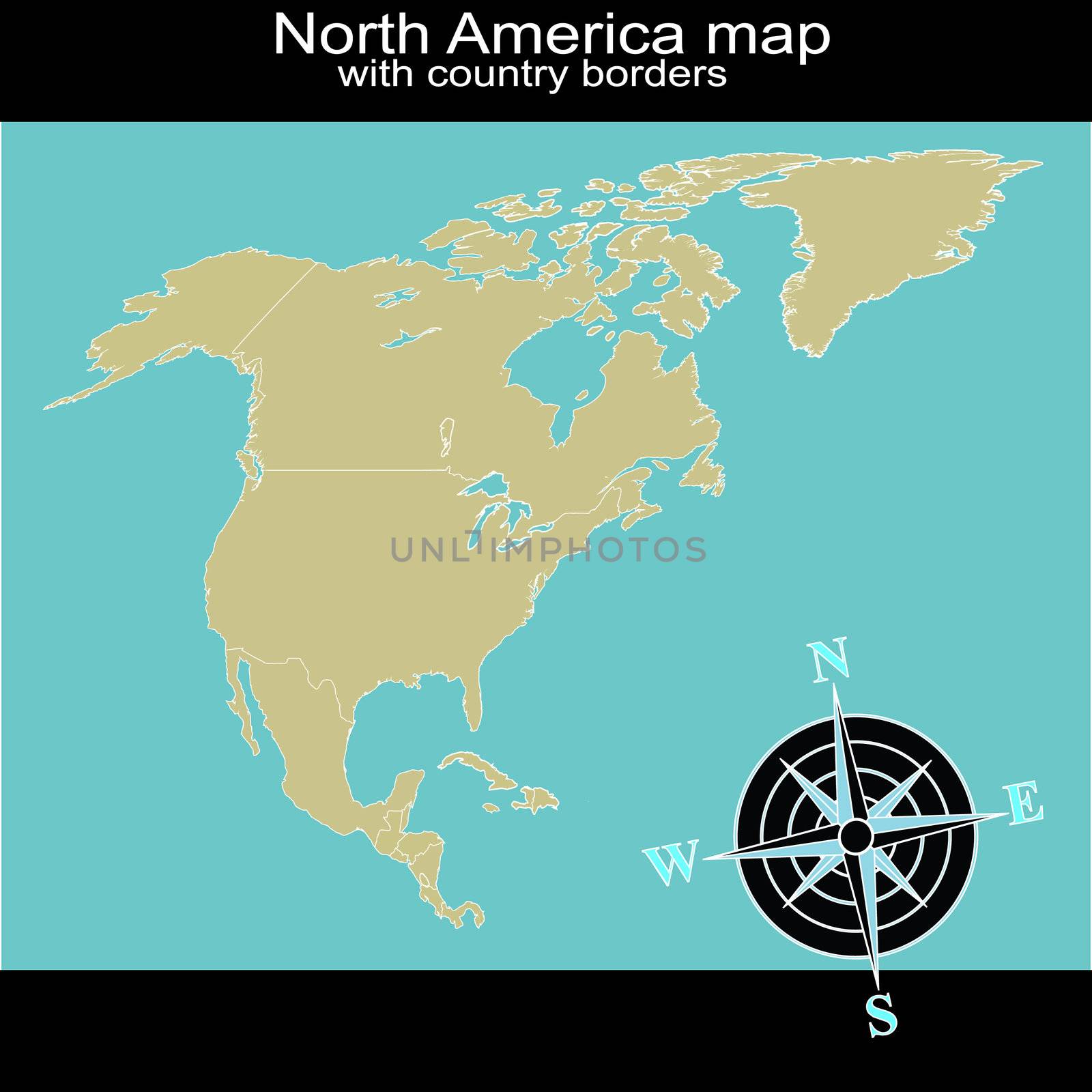 North America map with country borders