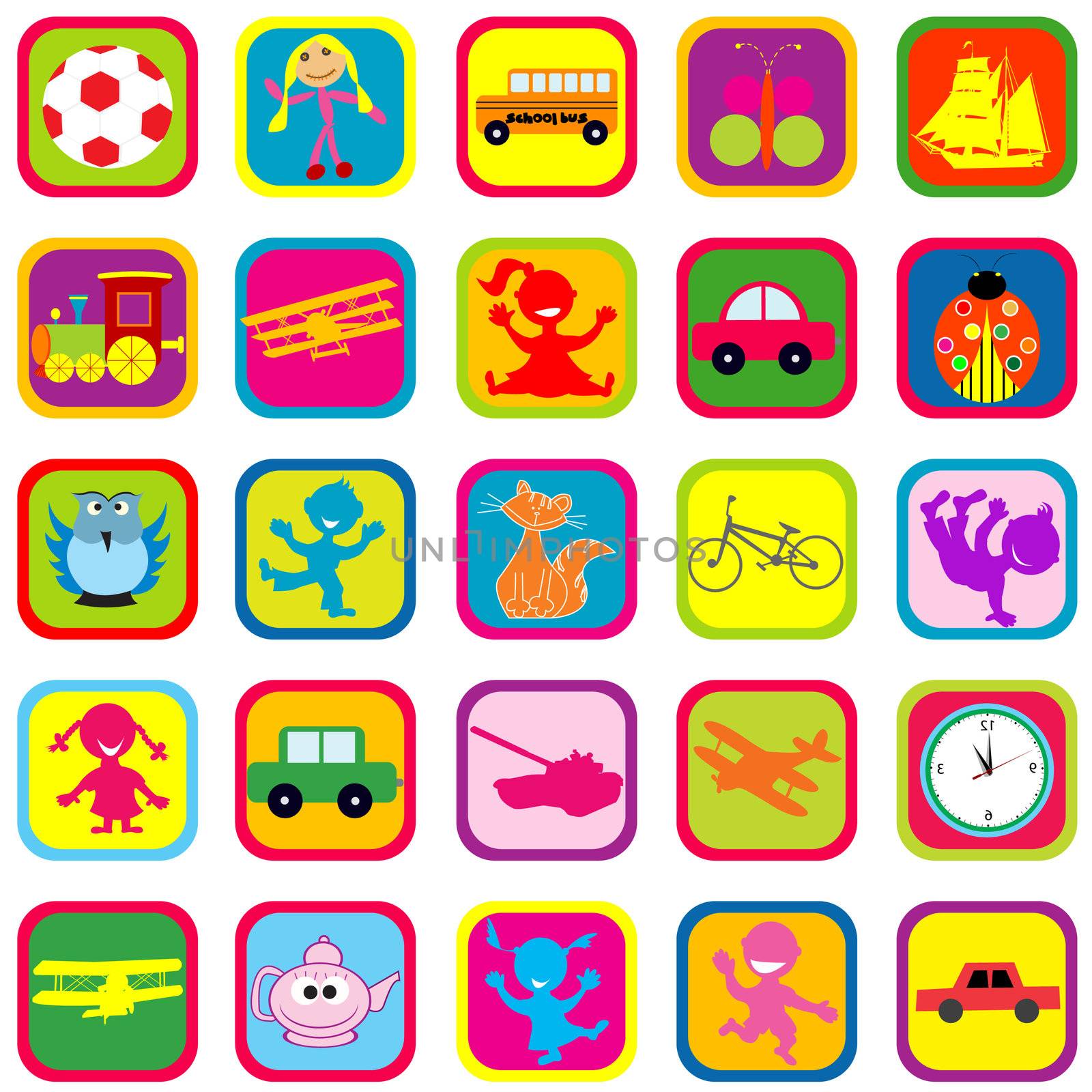 Seamless background with toys for kids