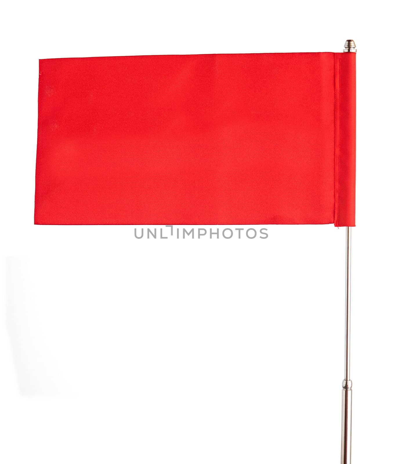 red flag waving on the wind. Isolated over white. Put your own text