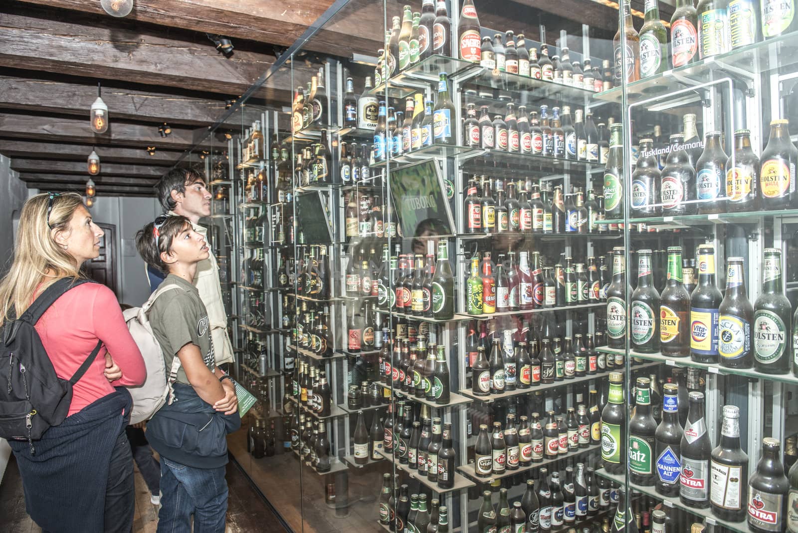 Carlsberg museum, Copenhagen, Denmark -August 2012. Carlsberg's Bottle Collection coint today more 21800 bottes.