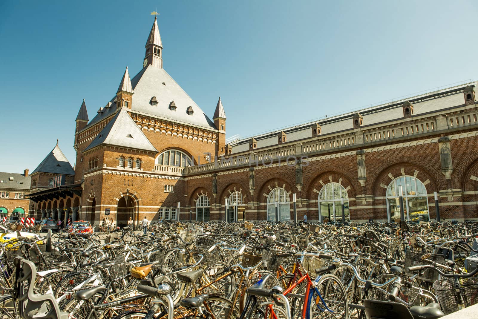 Copenhagen, Denmark -August 2012. Bicycle parking place near railway station in Copenhagen.