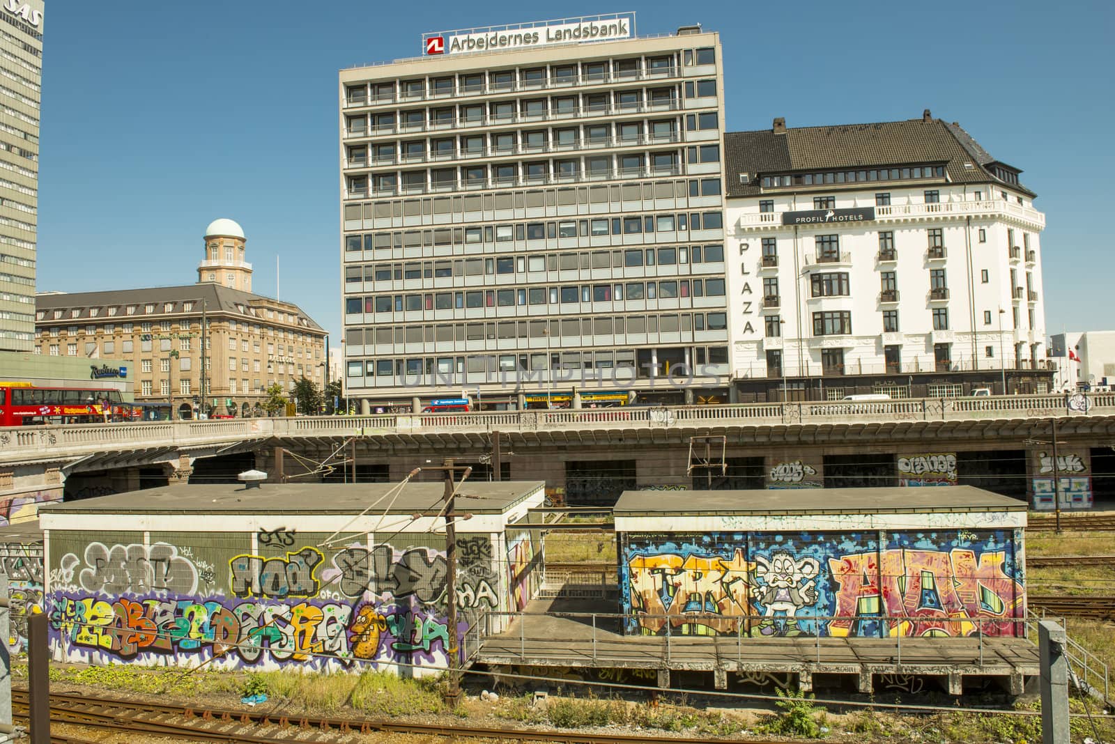 Copenhagen, Denmark - August 2012. Drawings of graffiti near the railway station in Copenhagen.