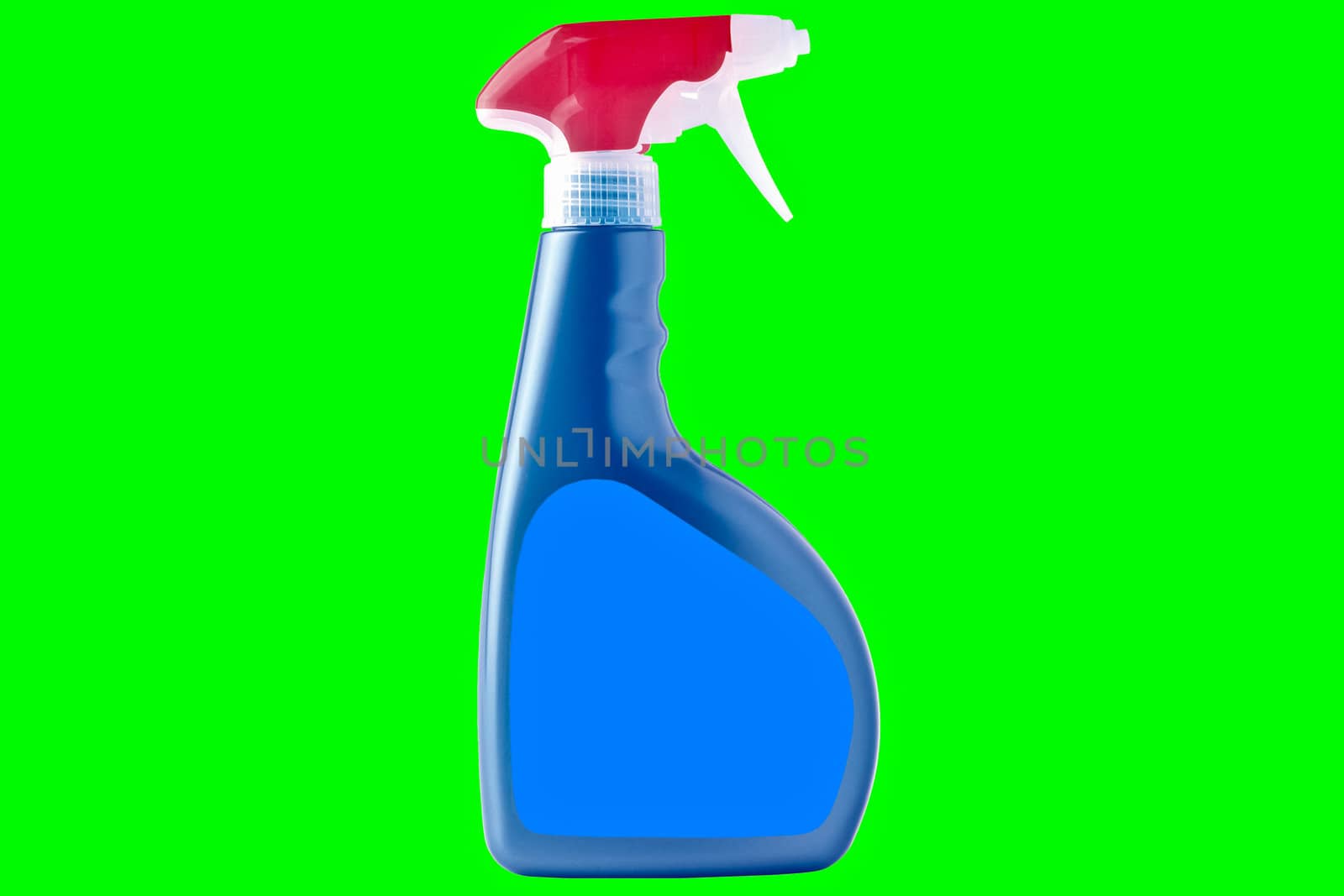 Blue spray detergent bottle with red elements by huntz
