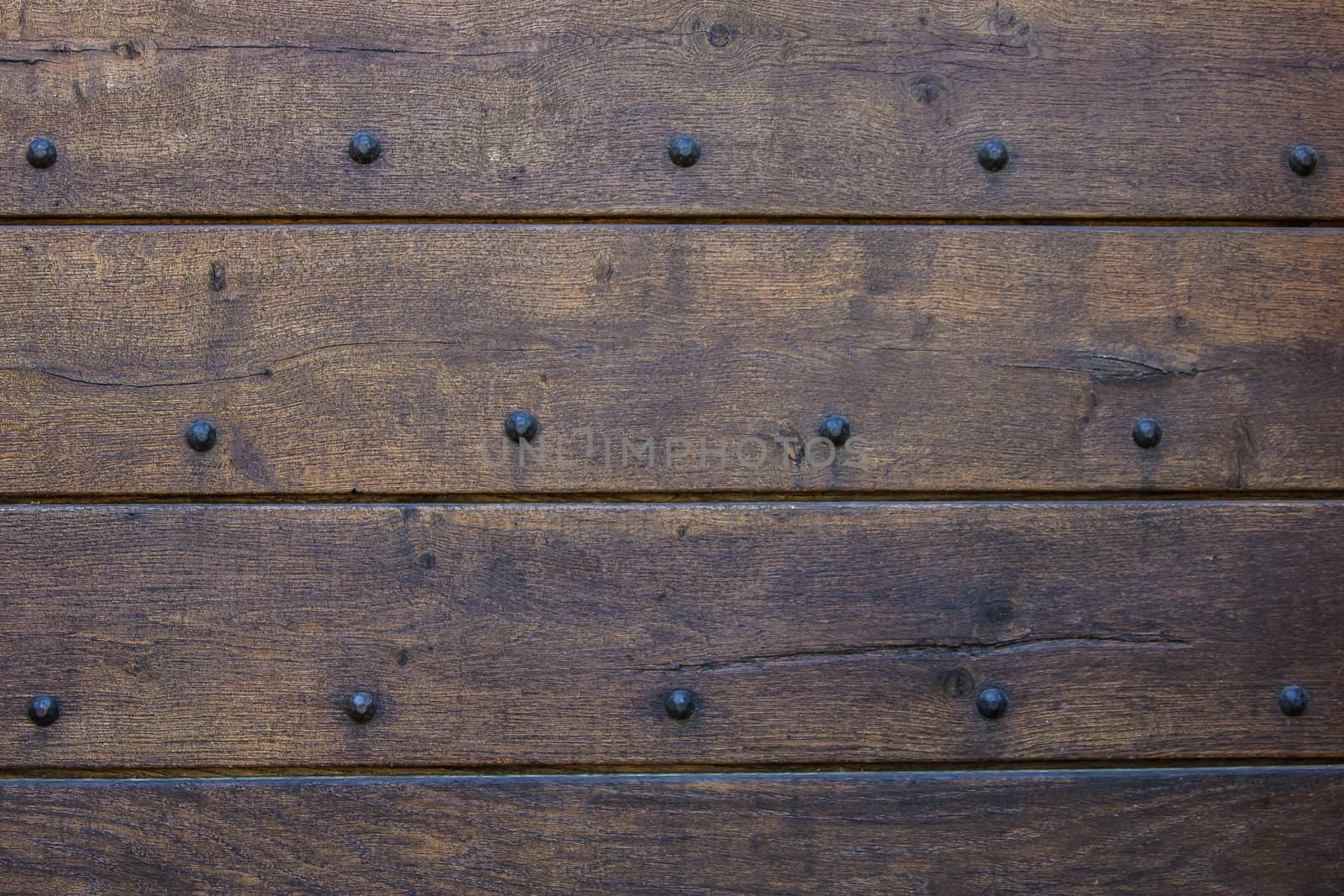 Weathered wooden door texture with nail heads by huntz