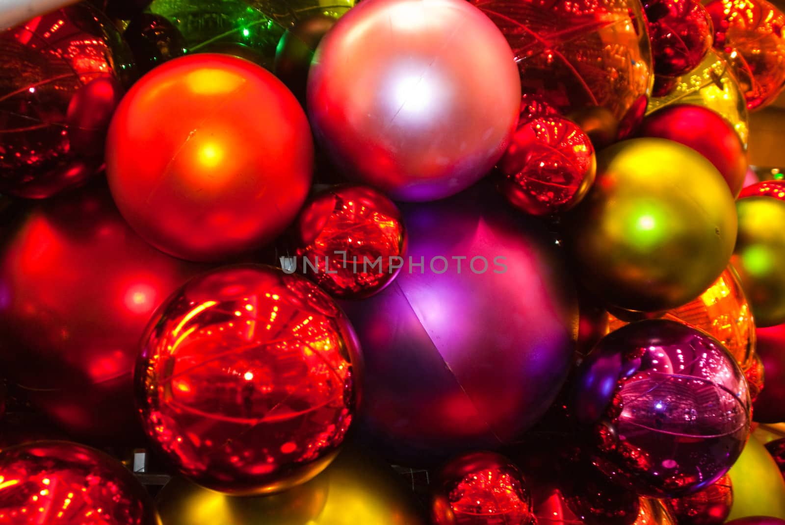 Soft glowing balls on Christmas tree