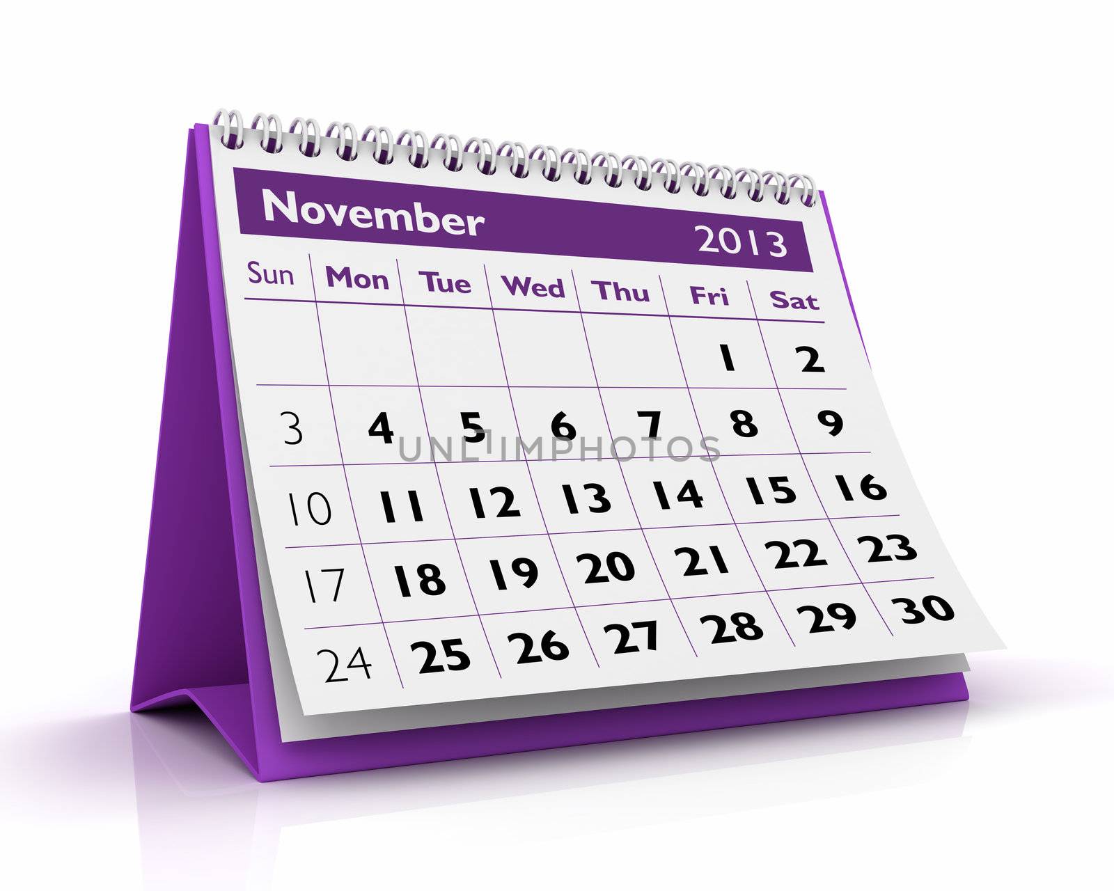 3D desktop calendar 2013 in white background