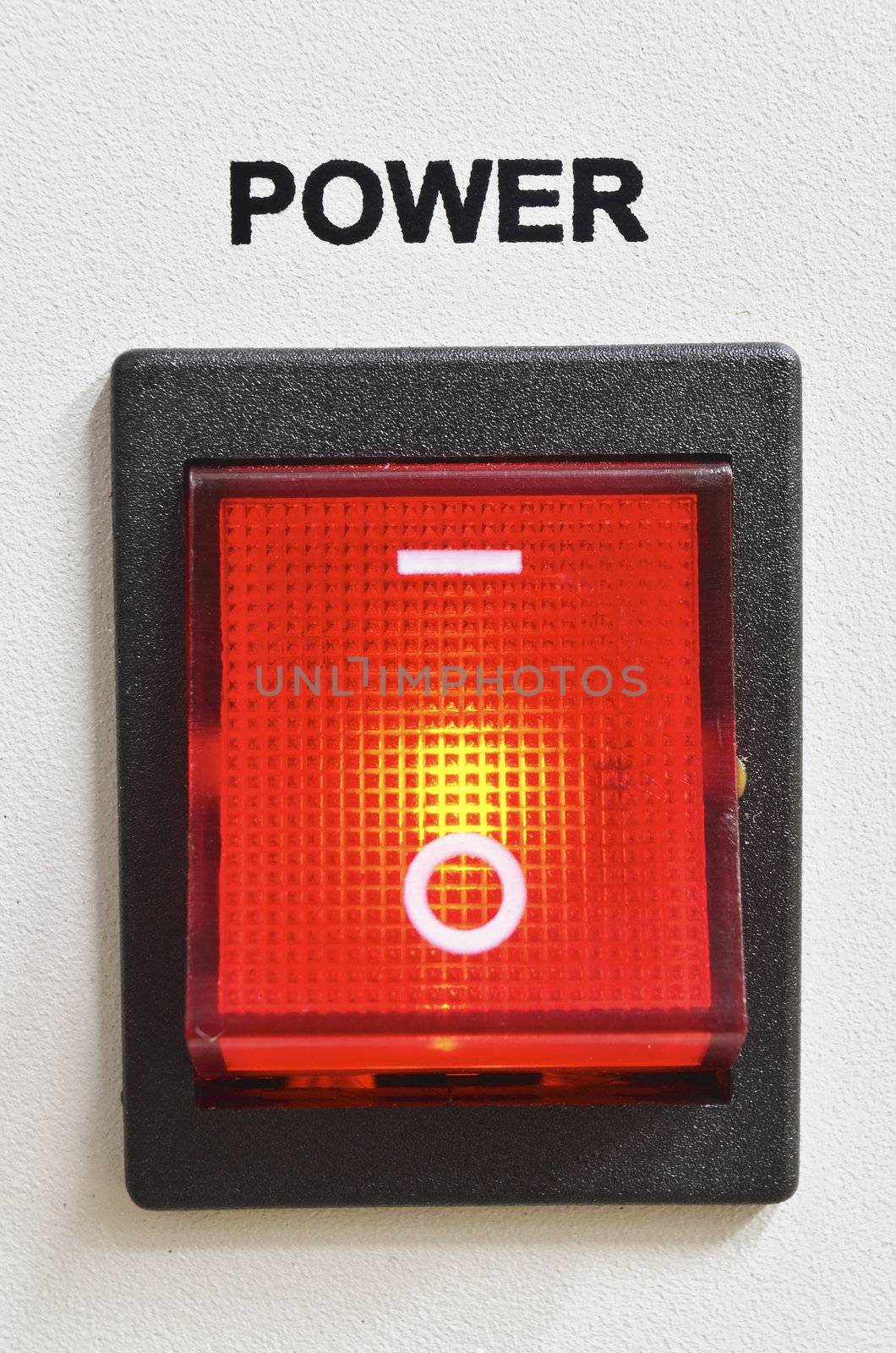 big detailed red power switch