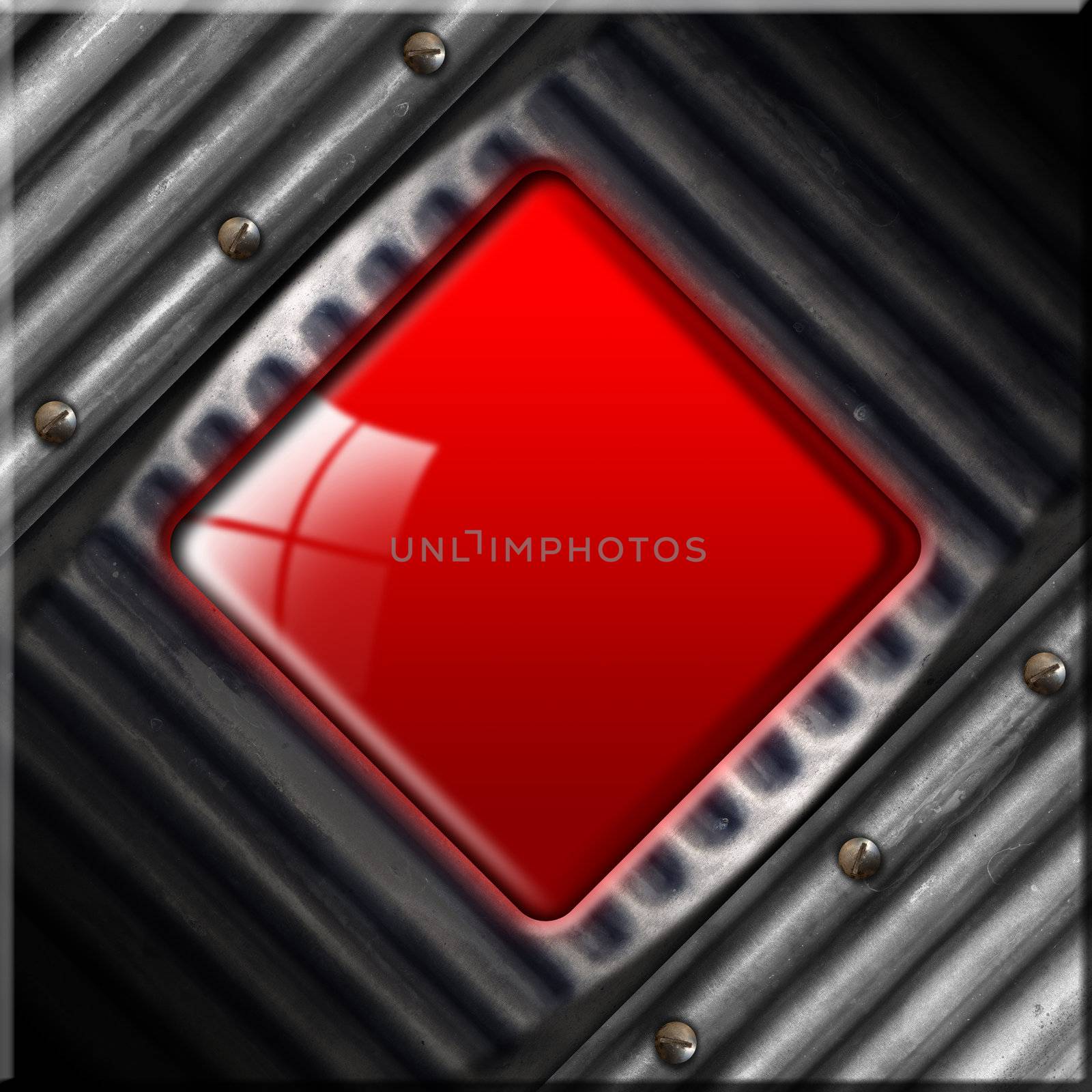 Grunge metallic abstract background with red plate