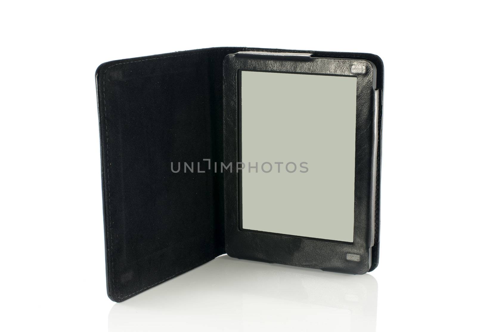 ereader in leather case by compuinfoto