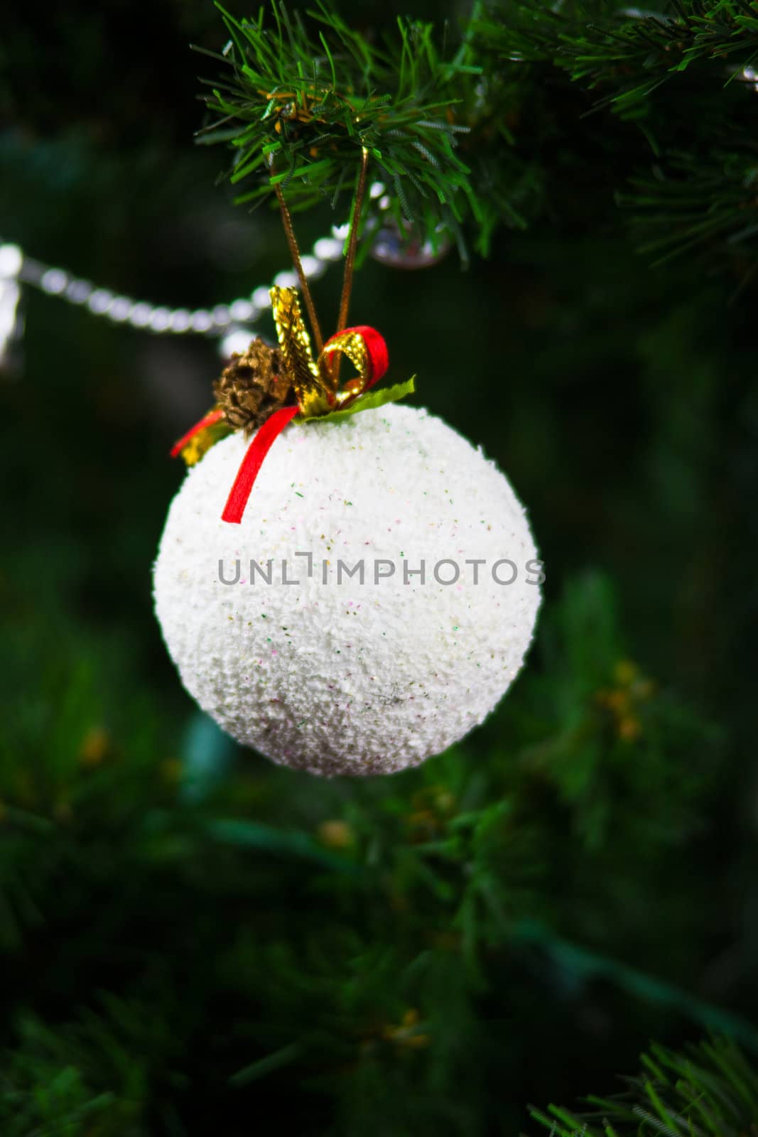 beautiful snow hanging on a Christmas tree by sfinks