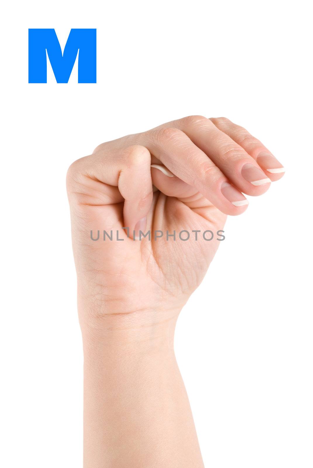 Finger Spelling the Alphabet in American Sign Language (ASL). The Letter M