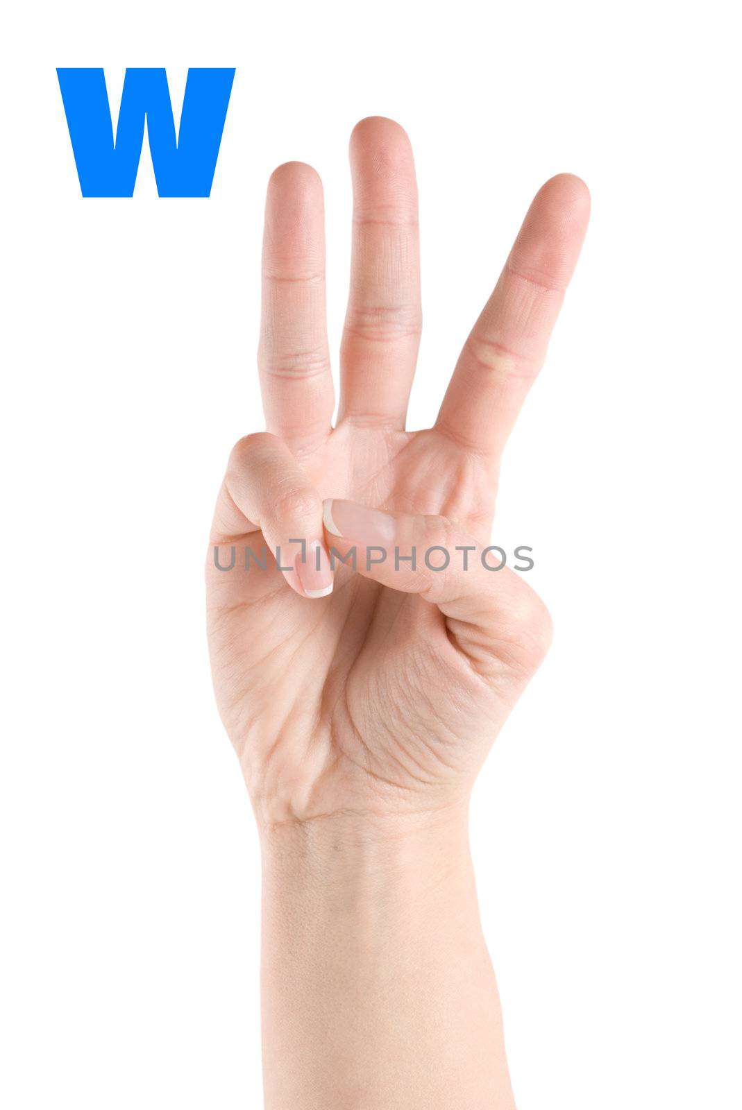 Finger Spelling the Alphabet in American Sign Language (ASL). The Letter W
