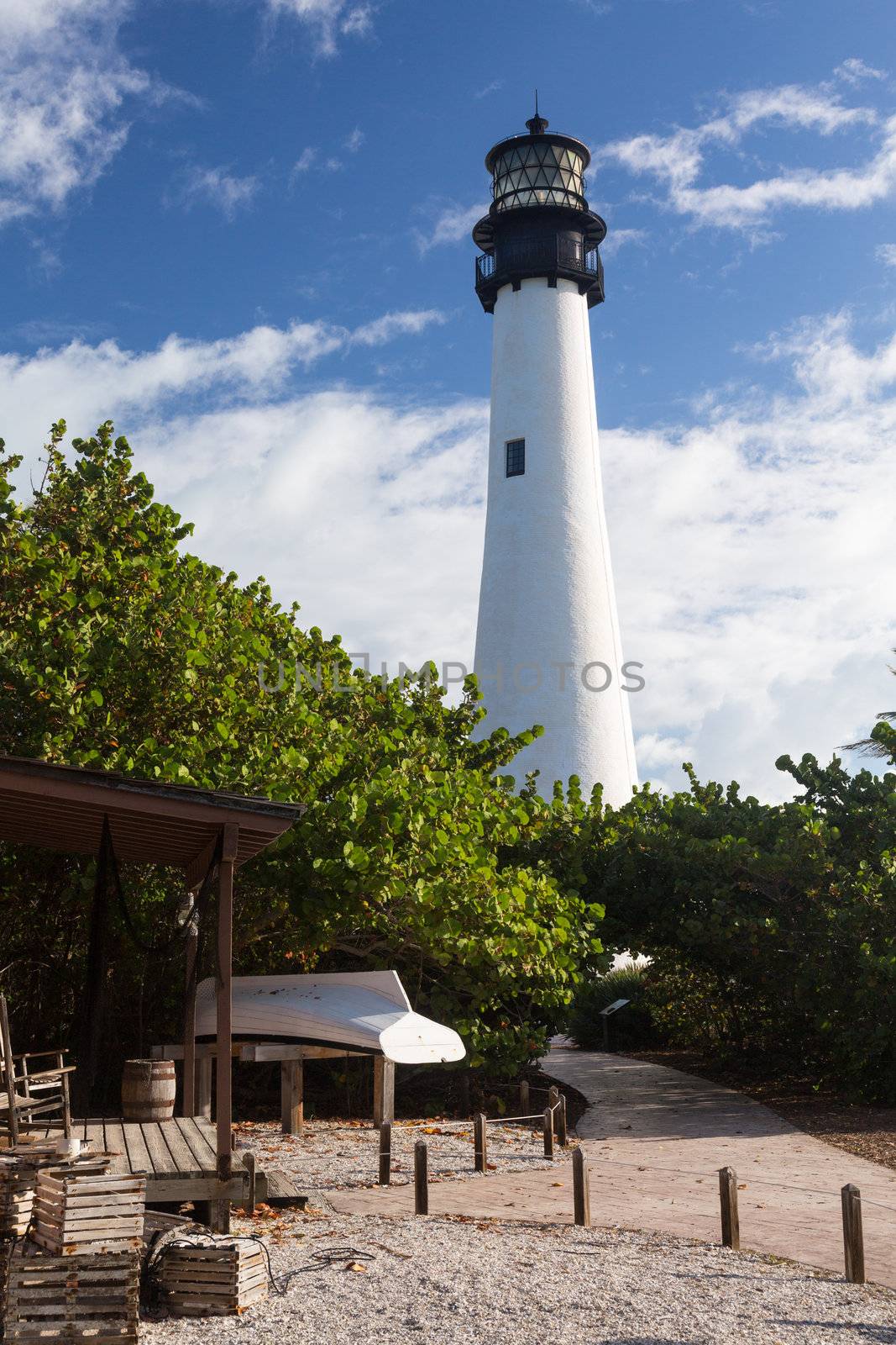 Cape Florida Lighthouse and Lantern in Bill Baggs State Park in Key Biscayne Florida