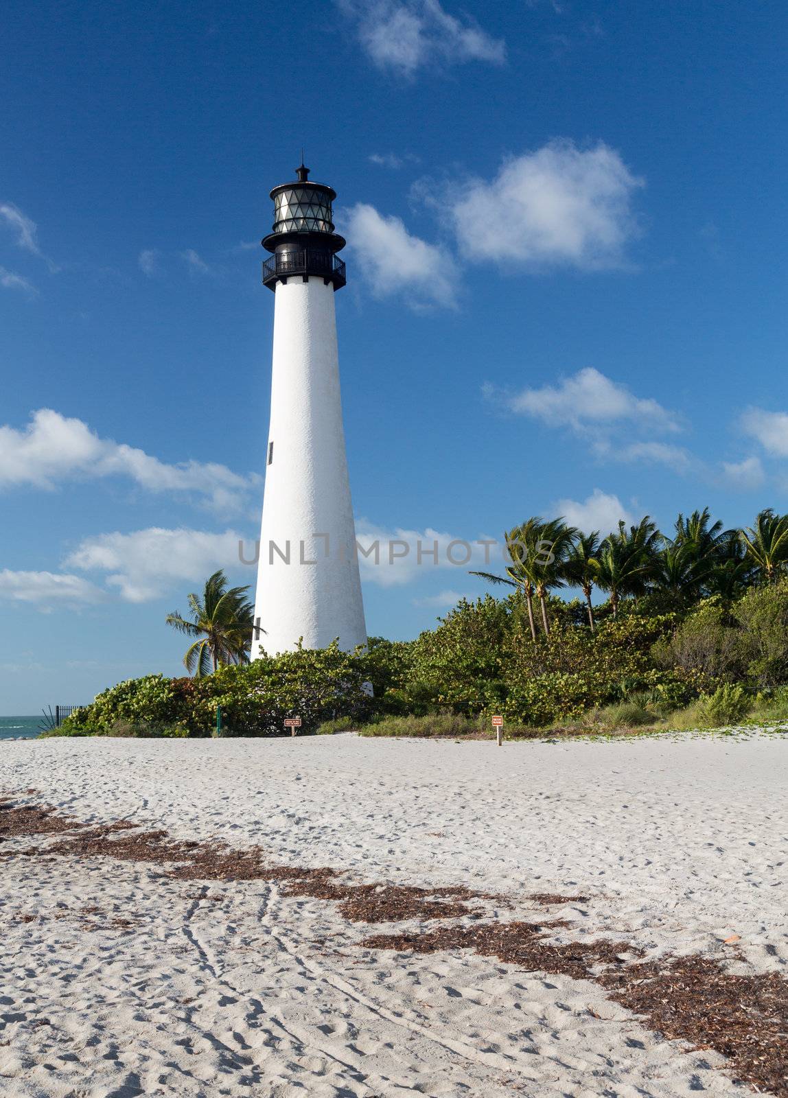 Cape Florida Lighthouse and Lantern in Bill Baggs State Park in Key Biscayne Florida