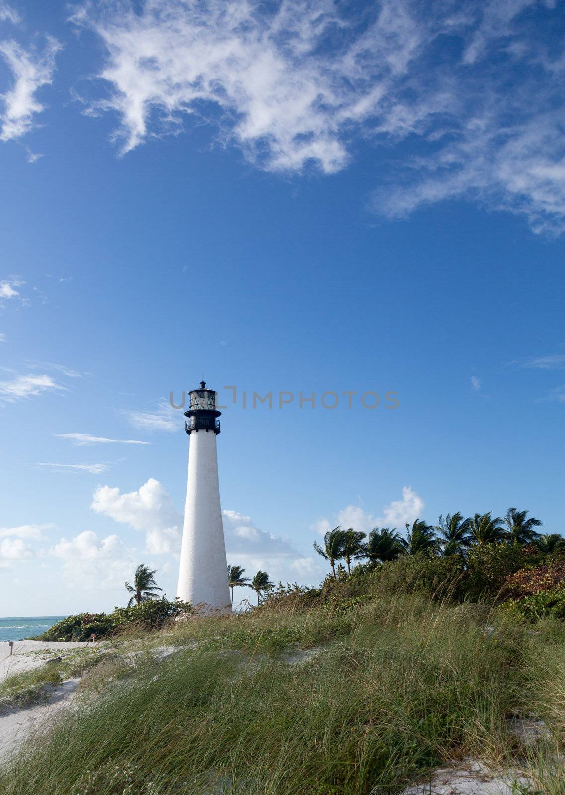 Cape Florida Lighthouse and Lantern in Bill Baggs State Park in Key Biscayne Florida