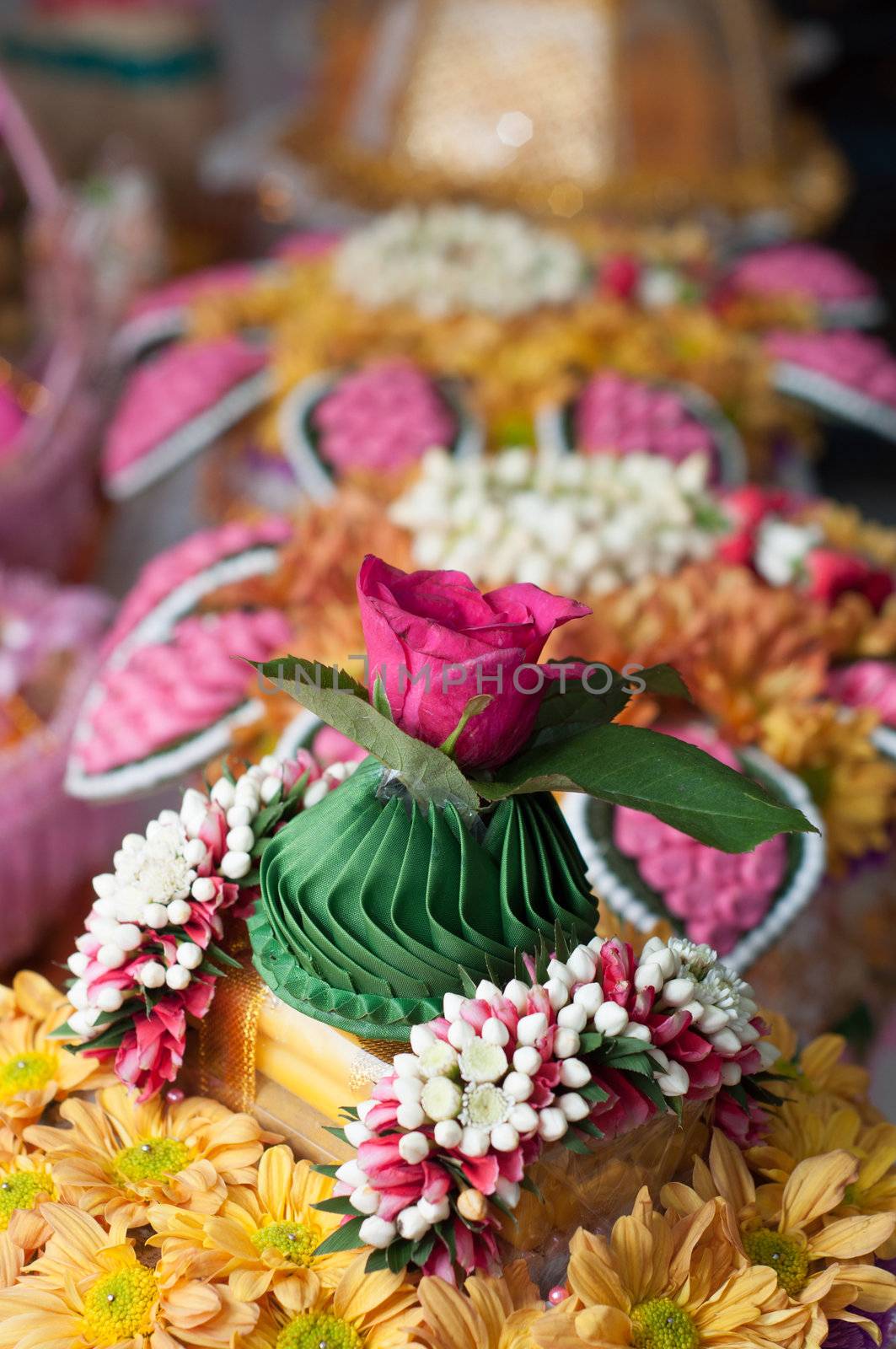 rose and candle for thai wedding ceremony buddhism culture