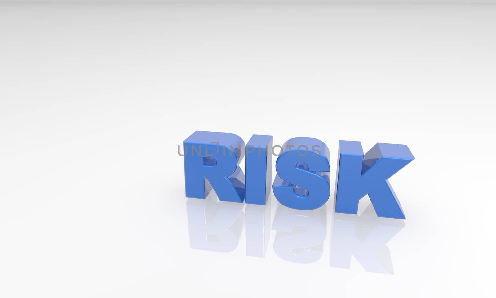 blue risk 3d text witha  white reflectio background