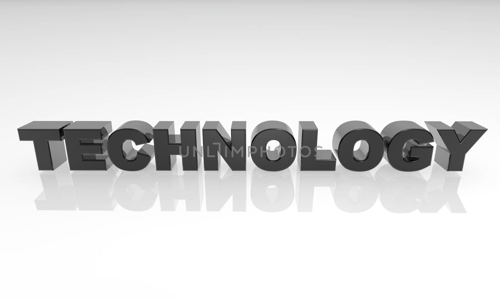 Buzzword technology 3d Text on a white background with reflection