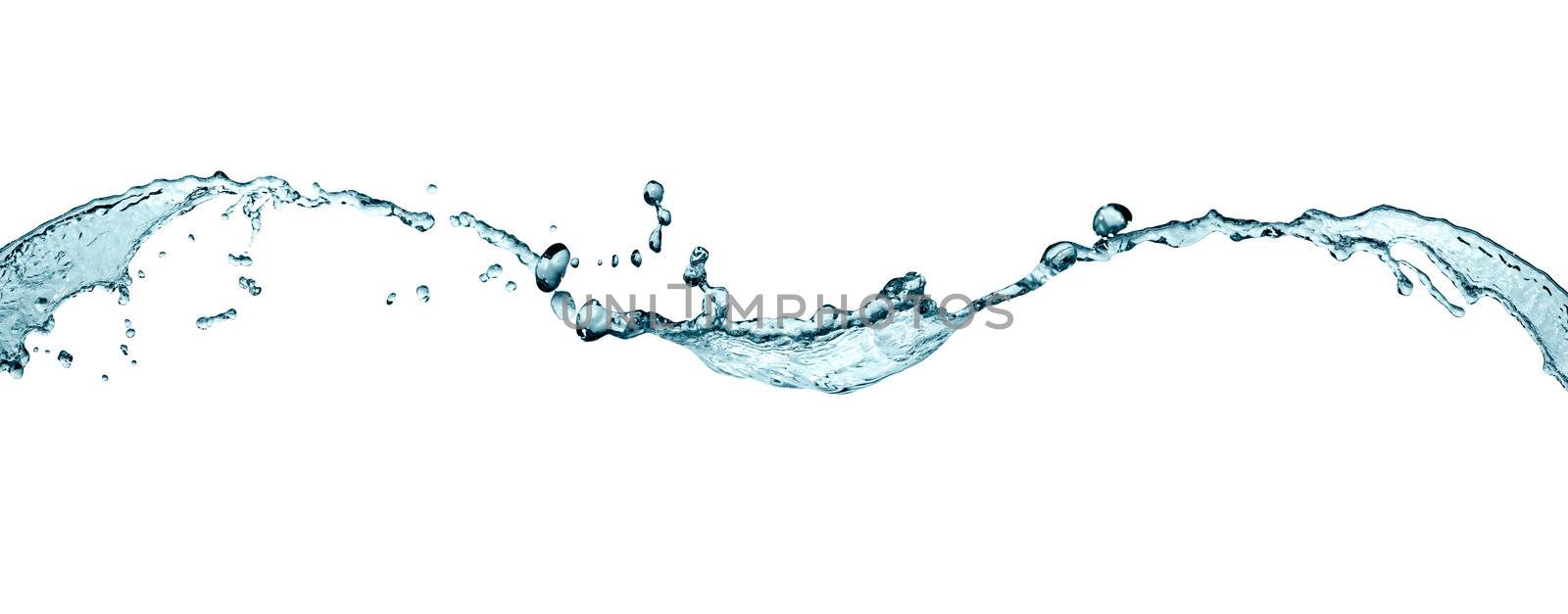 Abstract blue splashing water as line on white background