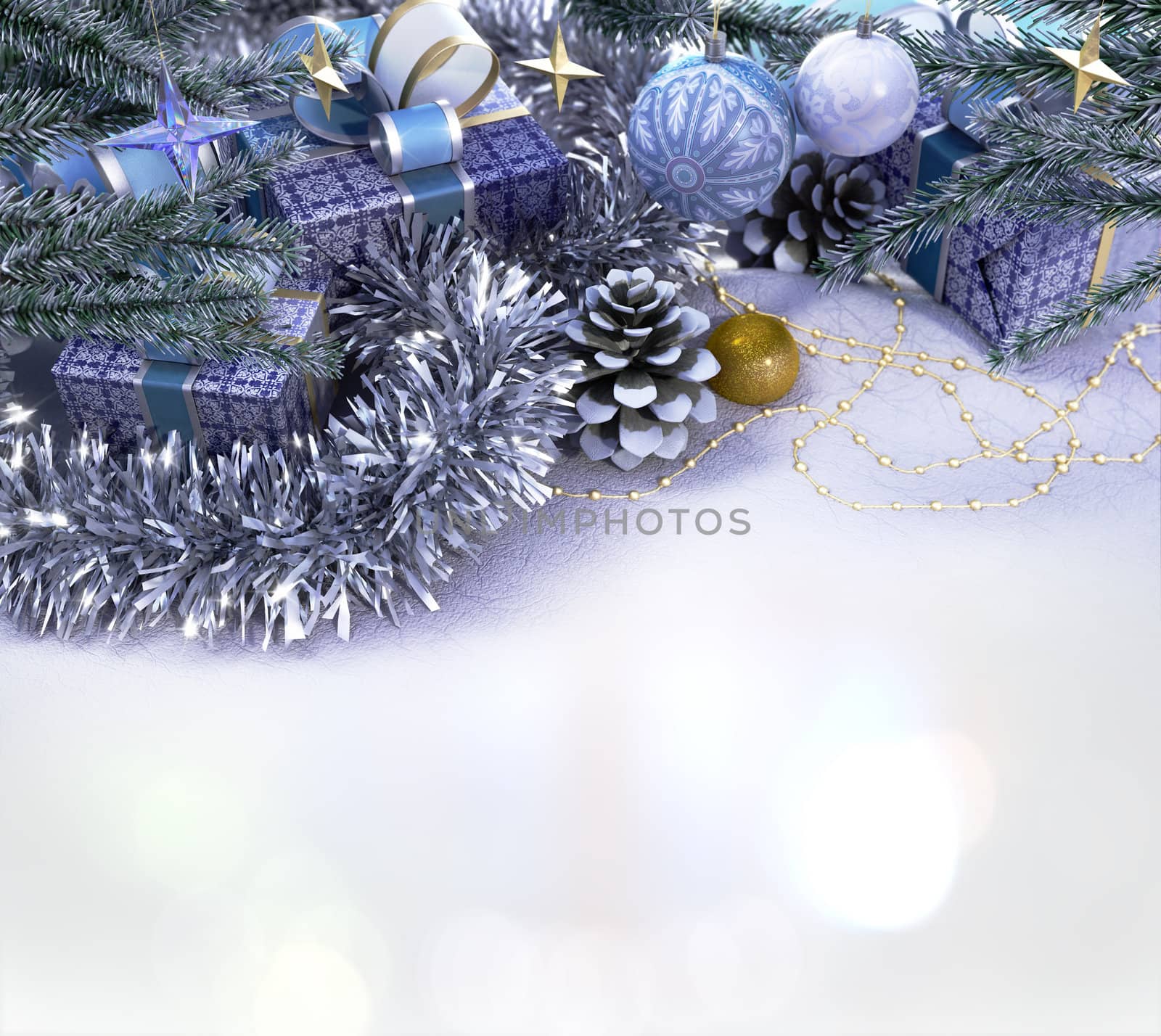 Happy New Year and Merry Christmas decorative composition with place for you text by denisgo
