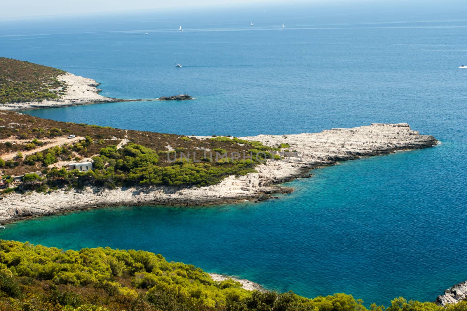 A scenic bay of Vis island in Croatia