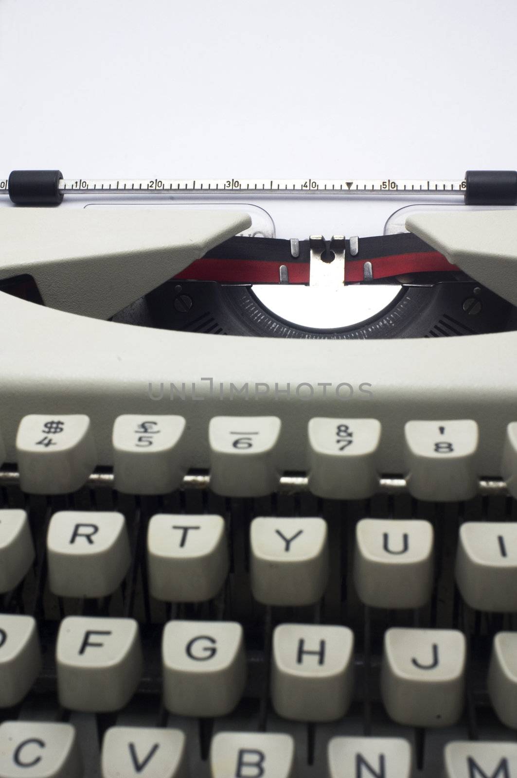 a close up of typewriter, deep field of depth.