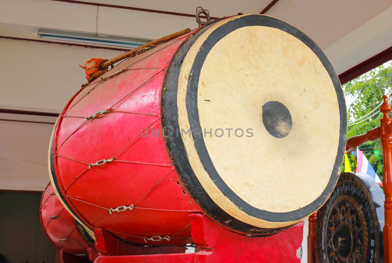 old thai drum in temple