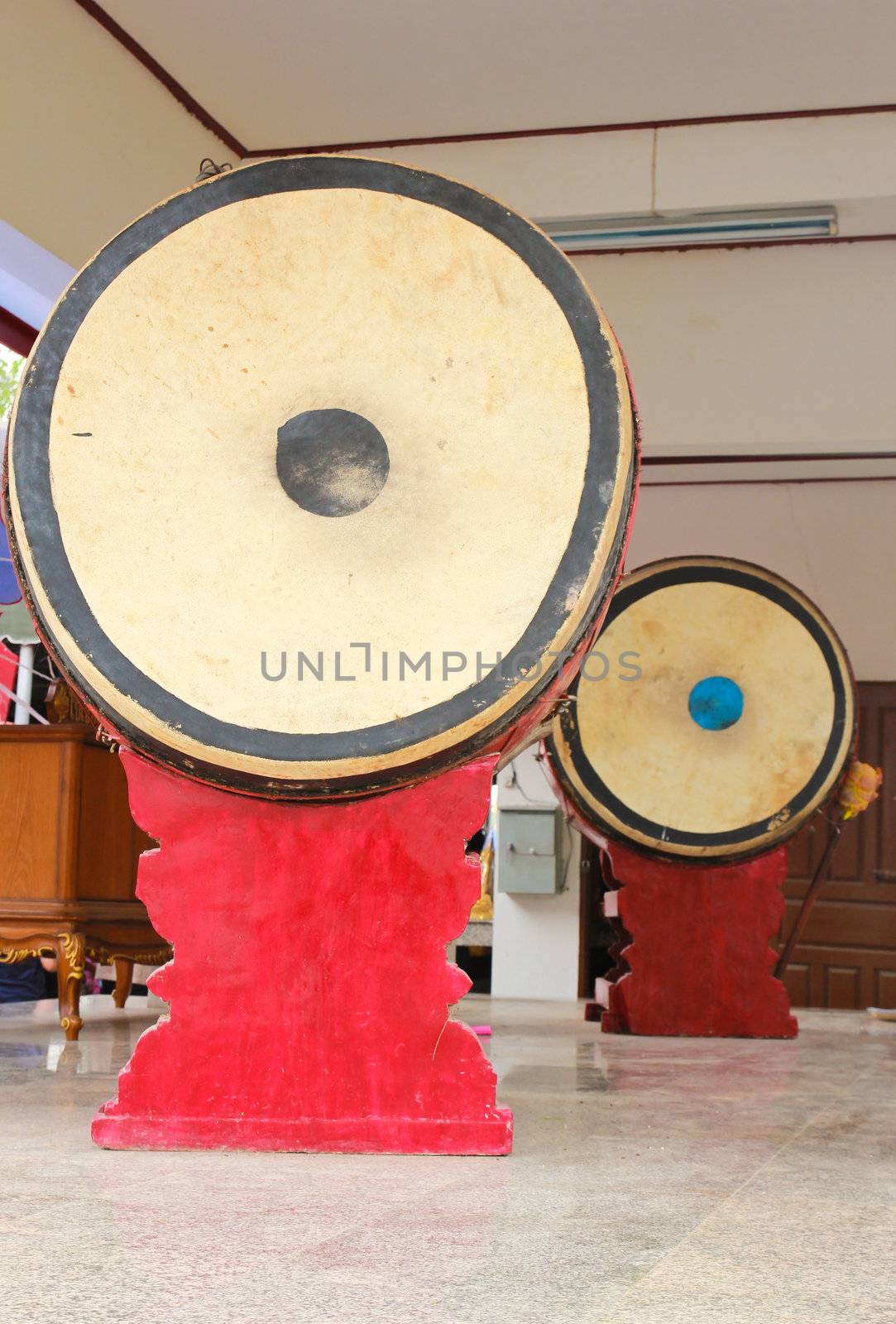 old thai drum in temple  by nuchylee