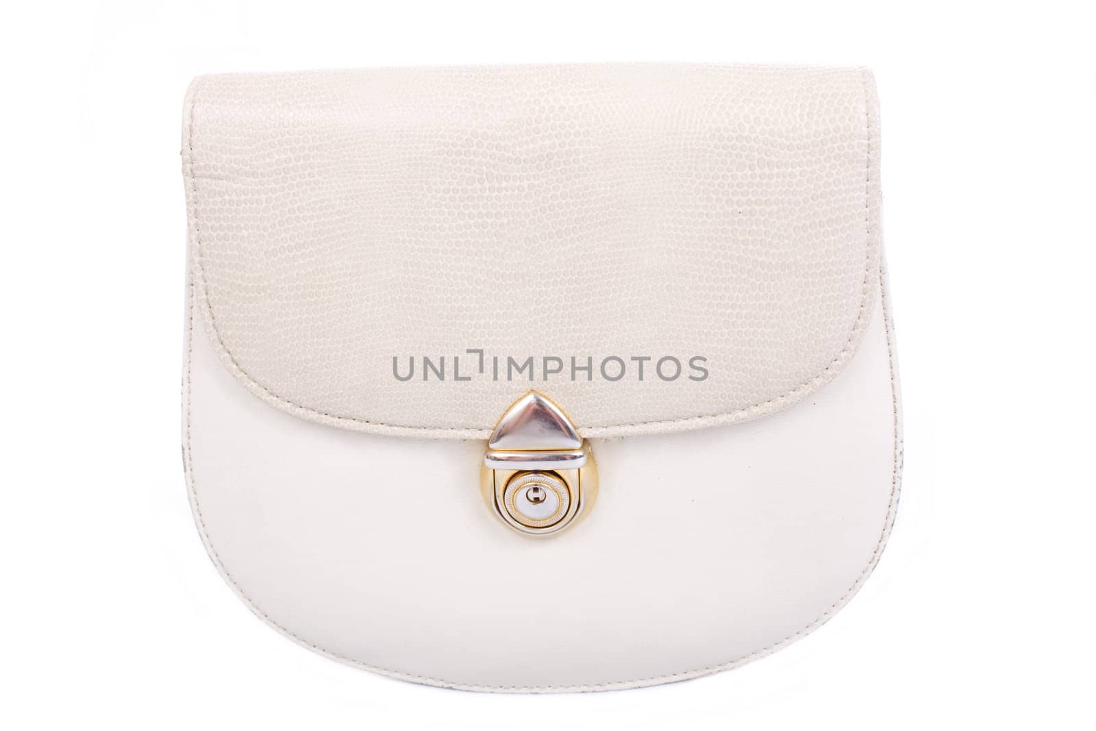 White elegant ladies handbag isolated on white background
