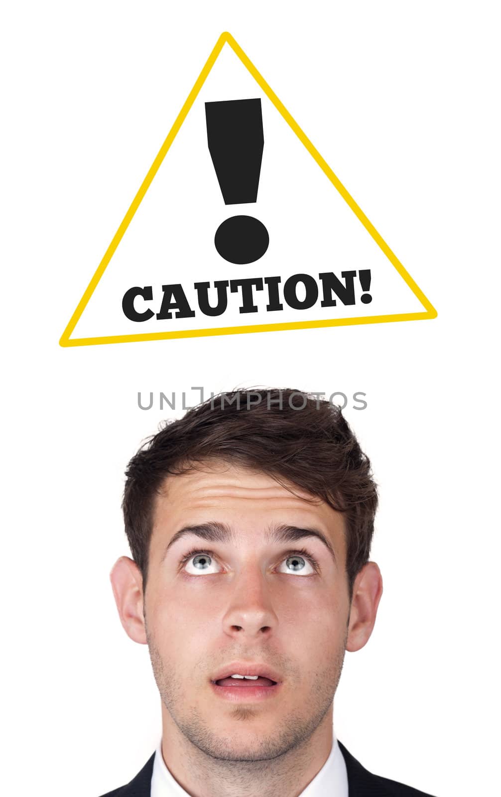 Young persons head looking at construction signs