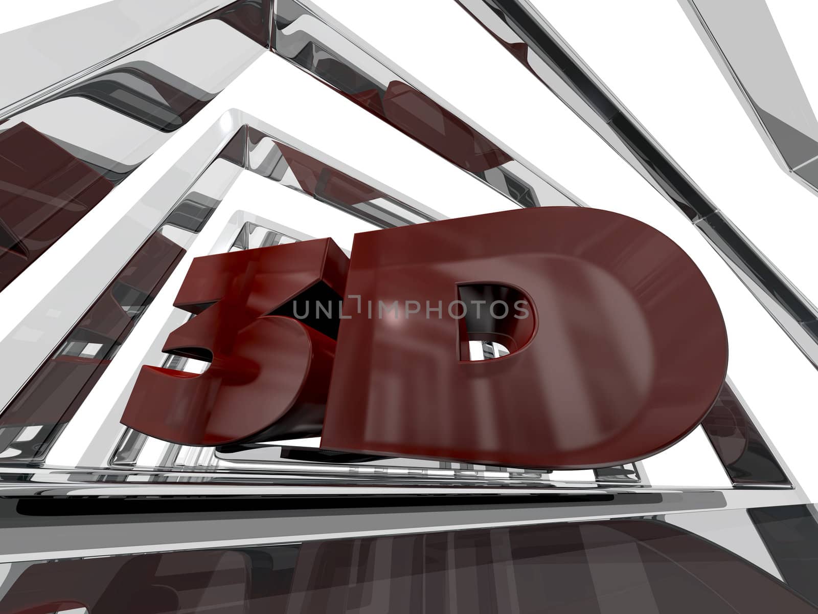 Red 3D Design with a white background