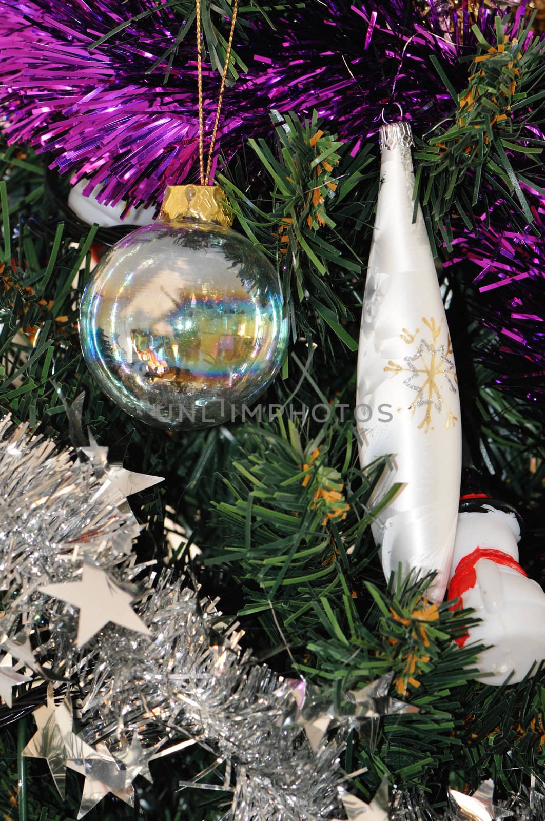 Some Christmas Decoration in an artificial Pine