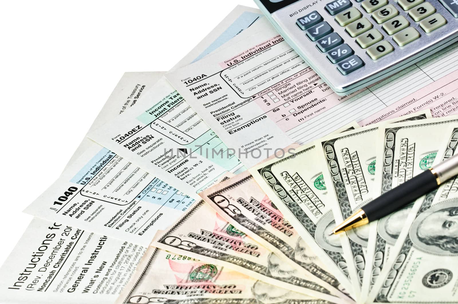Tax forms 1040 and money. by lobzik