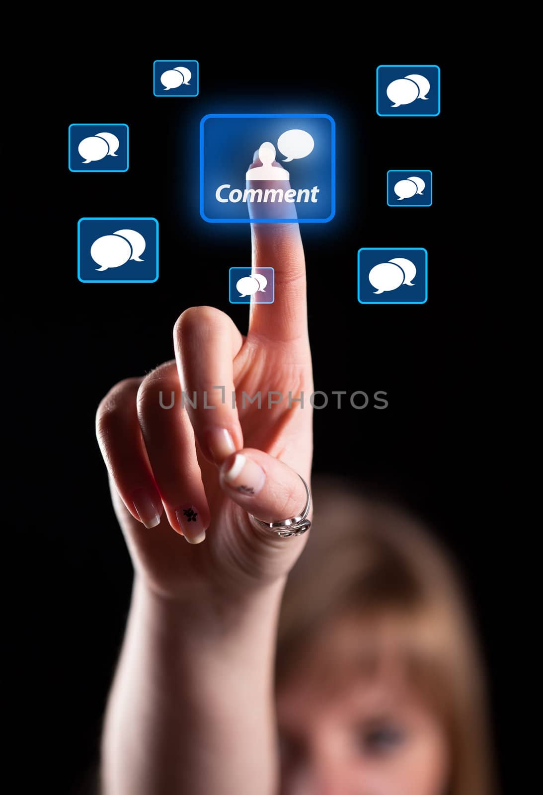 hand pressing social network icon by ra2studio