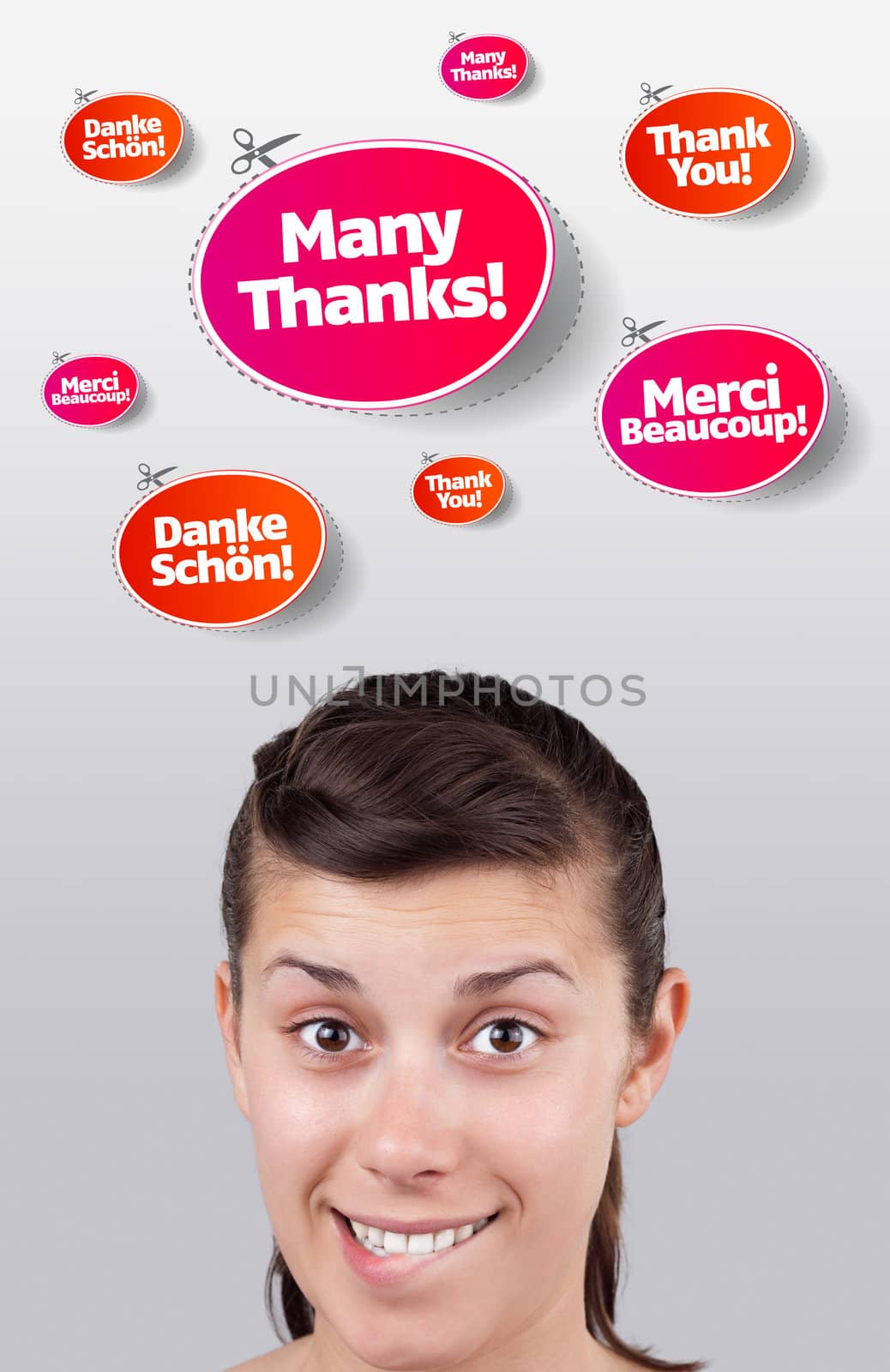 Young girl head looking at recreational signs