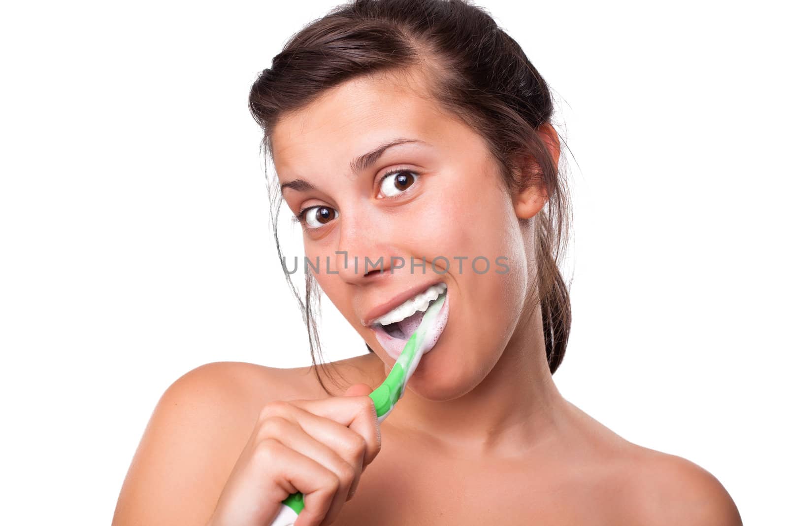 Beautiful Girl Brushing her Teeth