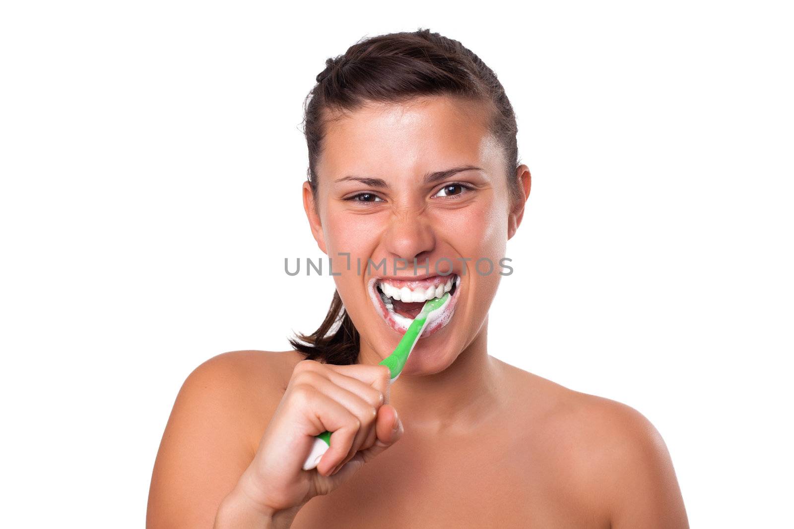 Beautiful Girl Brushing her Teeth