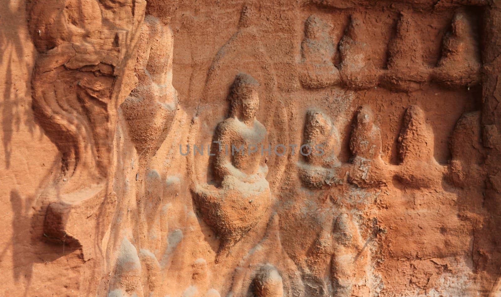 Buddha figures carved in stone, in Leshan Giant Buddha Area
