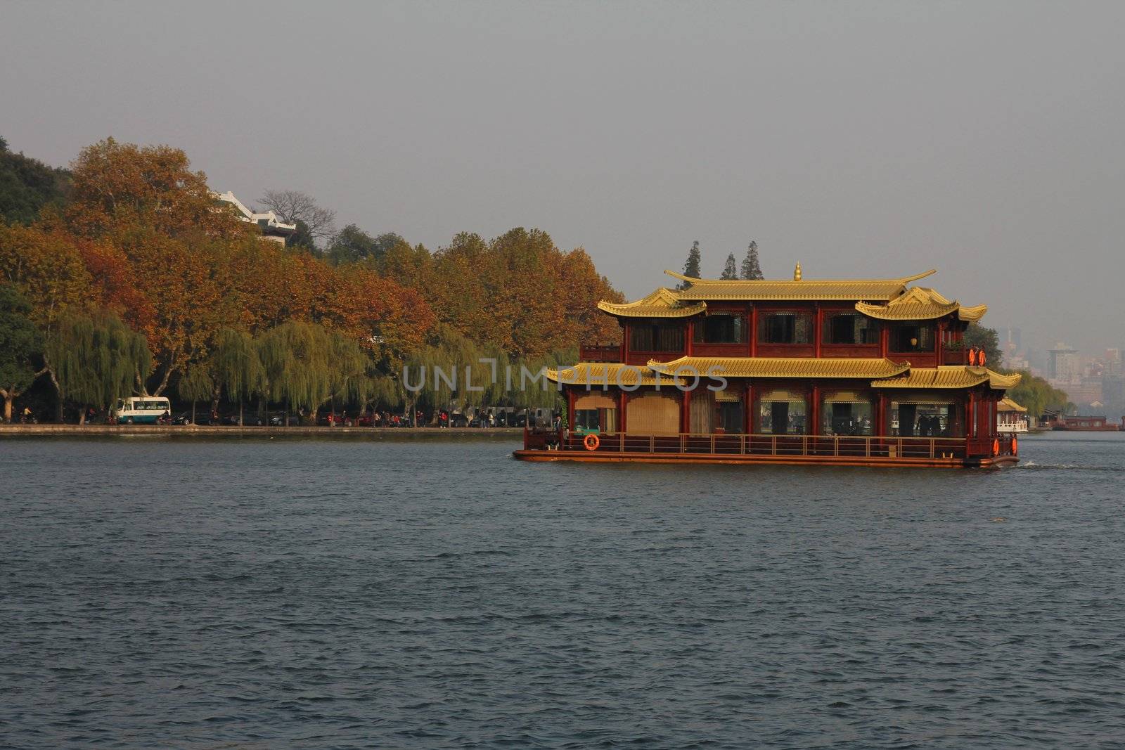 House boat on West lake, Hangzhou, China
