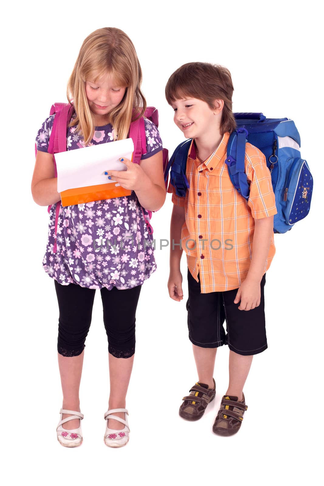 kids posing for back to school theme over white background 