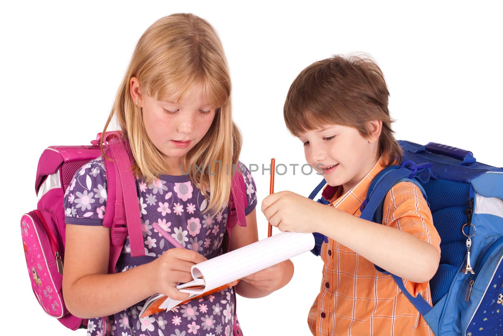 kids posing for back to school theme over white background 