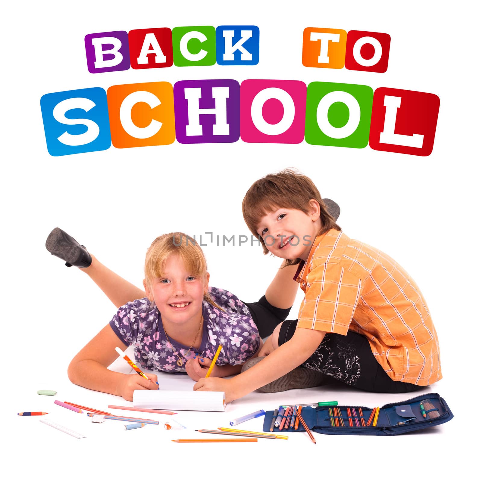 kids posing for back to school theme by ra2studio
