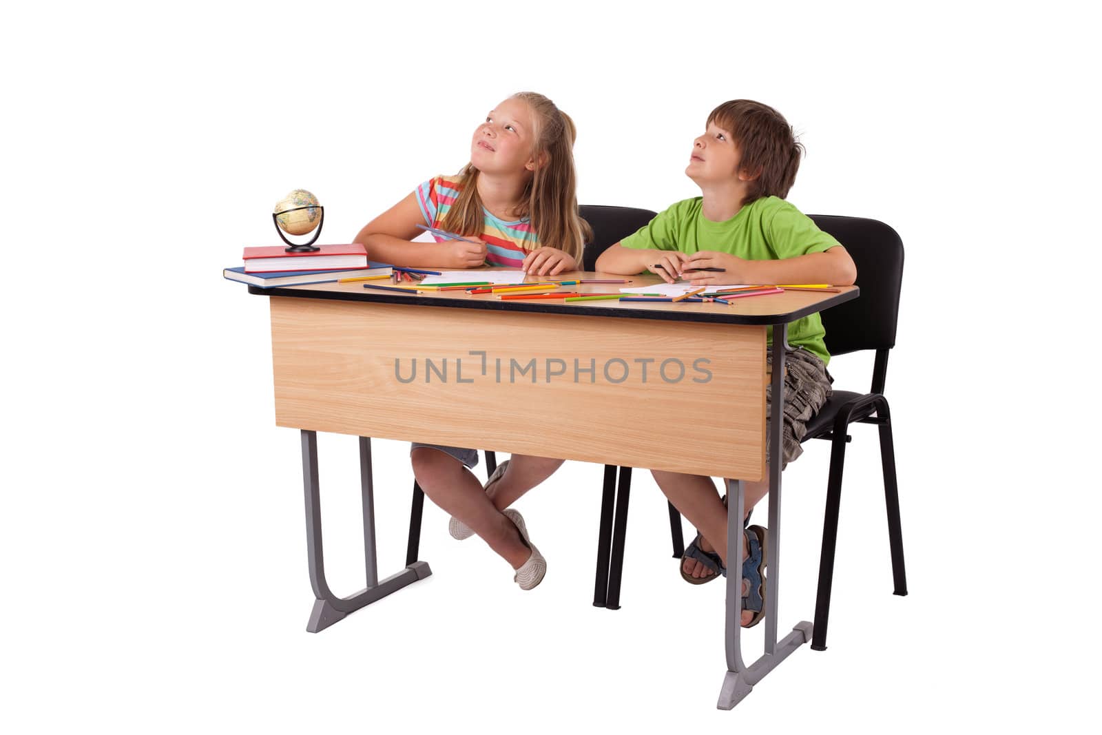 Adorable child playing over isolated background