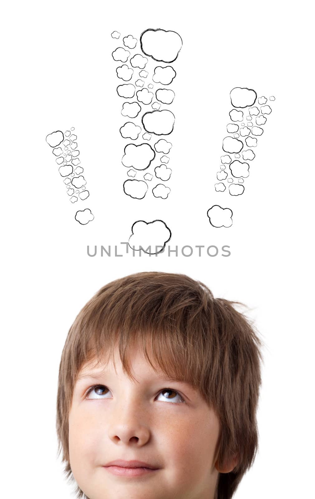 Young persons head looking with gesture at writing marks