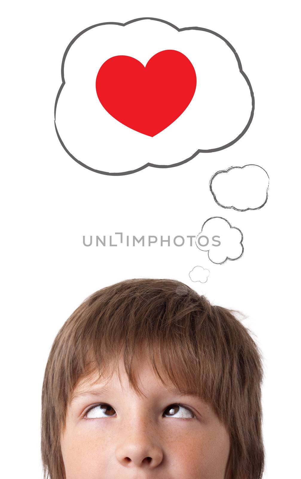 Young head looking at love type of icons by ra2studio