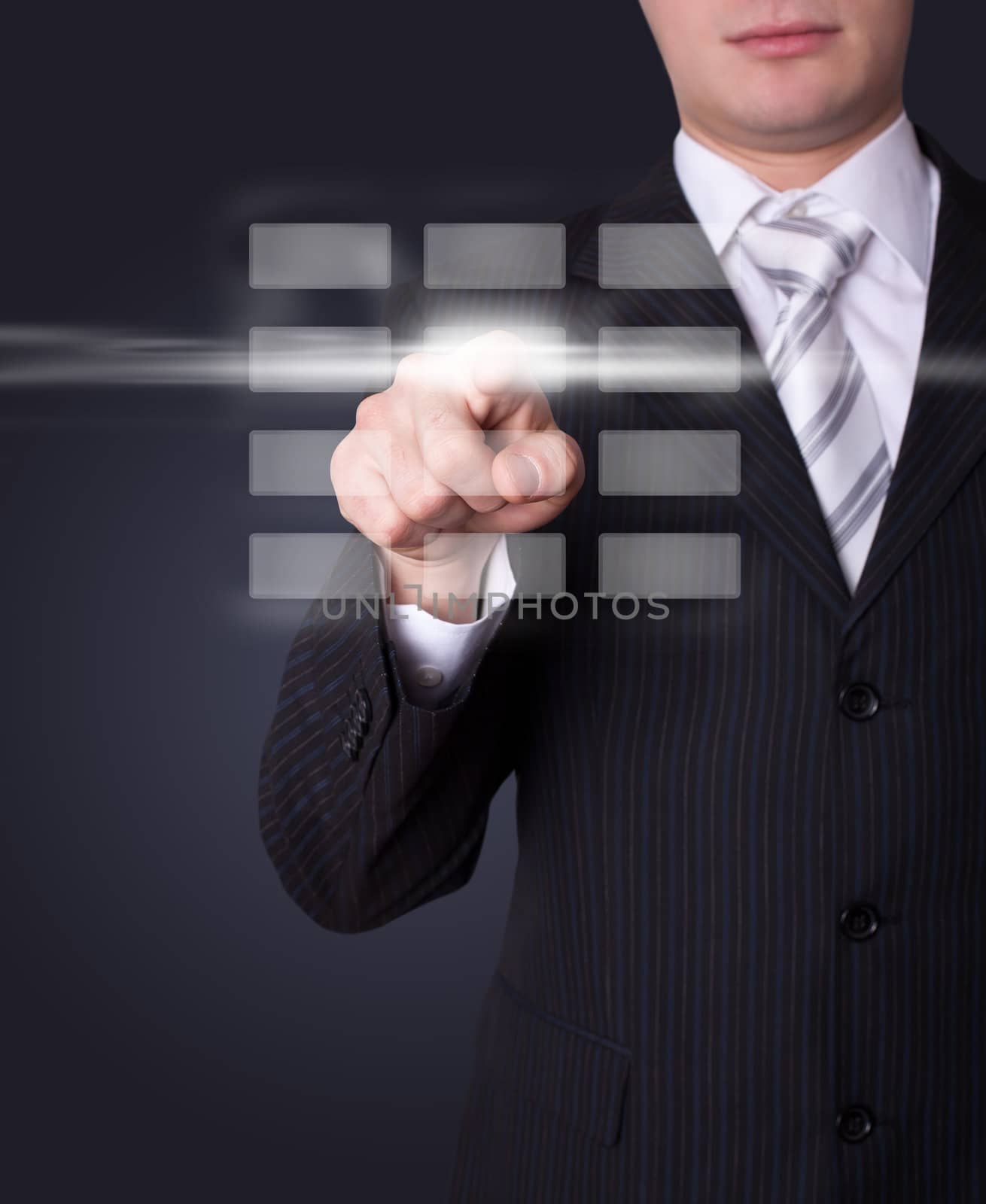 Man hand pressing digital buttons