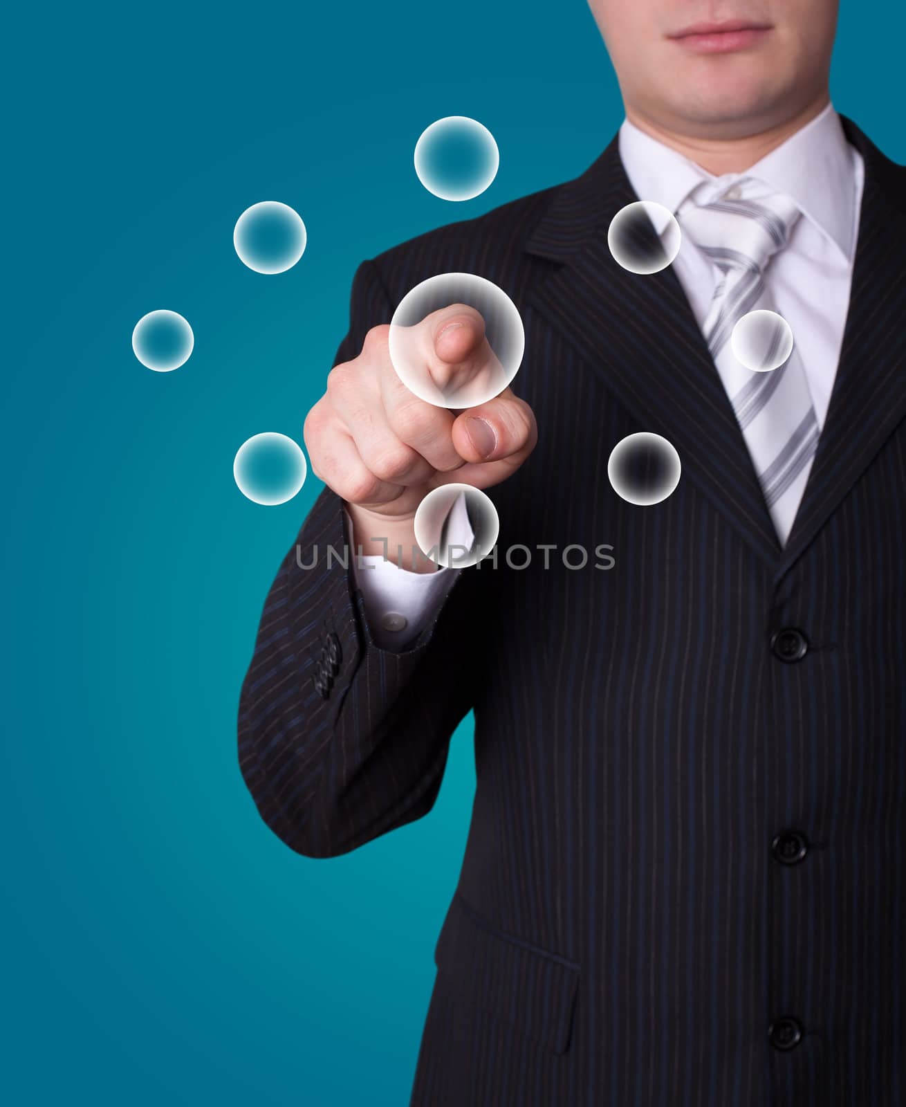 Man hand pressing digital buttons